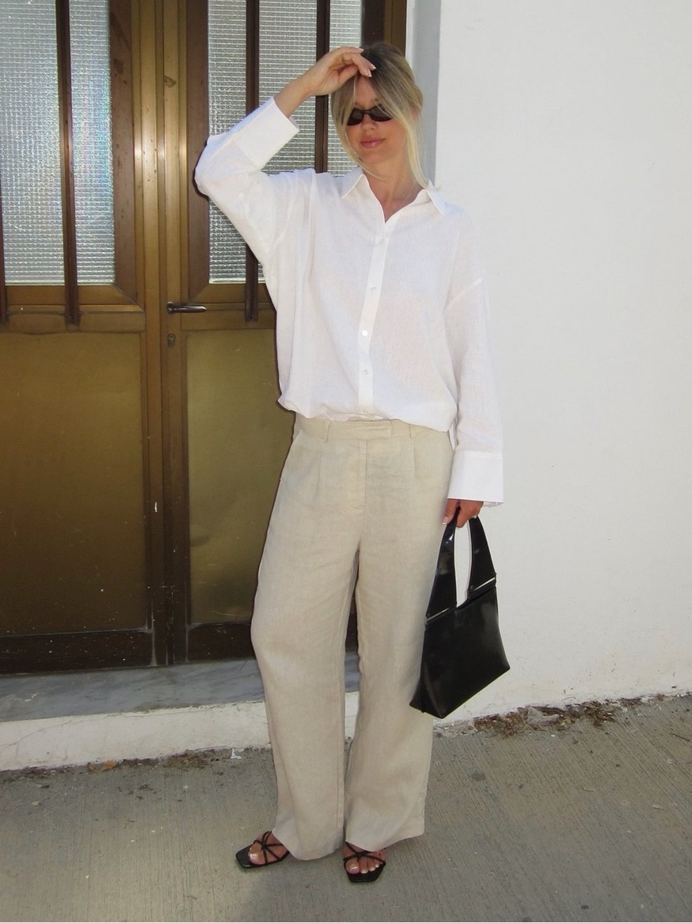 Linen Wide Leg pleated trousers